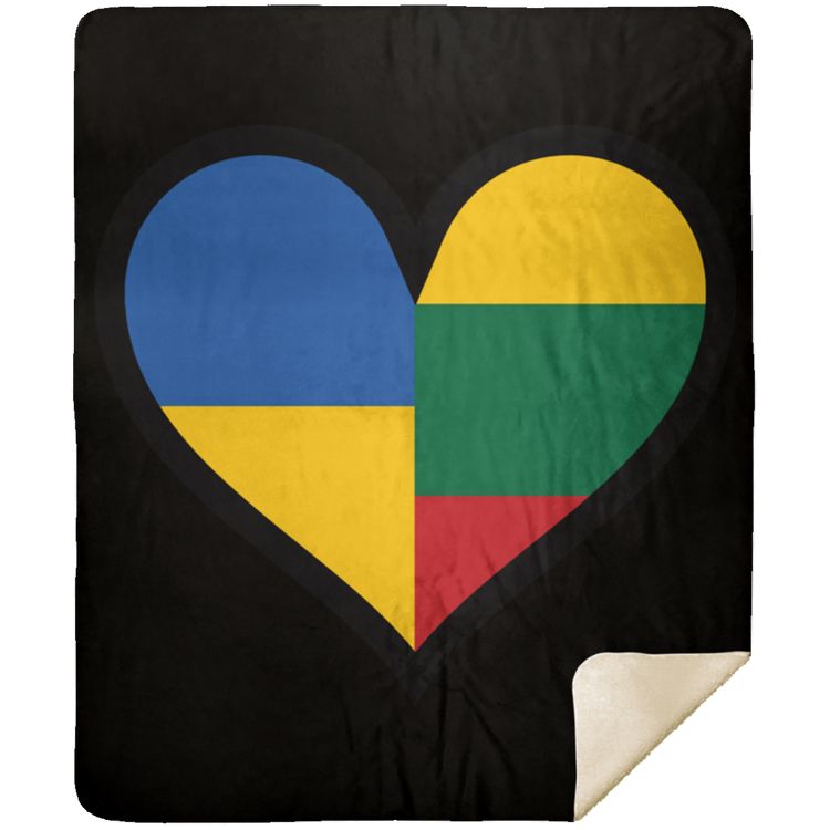 Lithuania Ukraine Heart - Premium Mink Sherpa Blanket 50x60