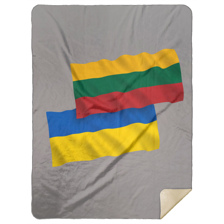 Lithuania Ukraine Flag - Premium Mink Sherpa Blanket 60x80