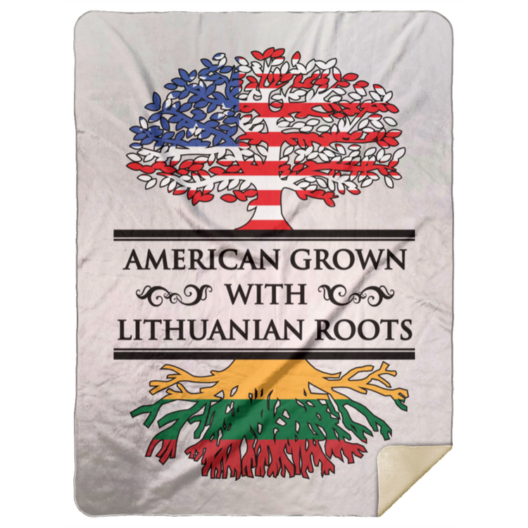 American Grown Lithuanian Roots - Premium Mink Sherpa Blanket 60x80