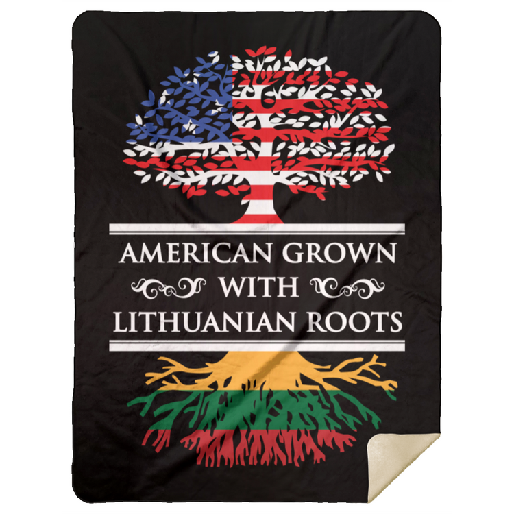 American Grown Lithuanian Roots - Premium Mink Sherpa Blanket 60x80