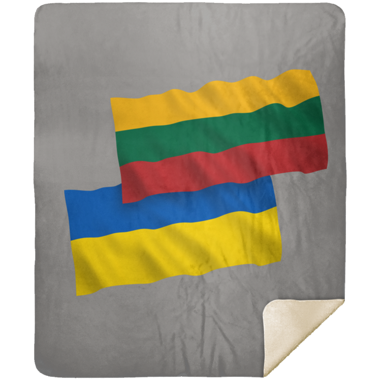 Lithuania Ukraine Flag - Premium Mink Sherpa Blanket 50x60