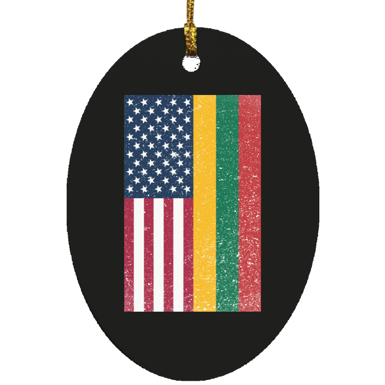 USA Lithuania Flag - MDF Oval Ornament