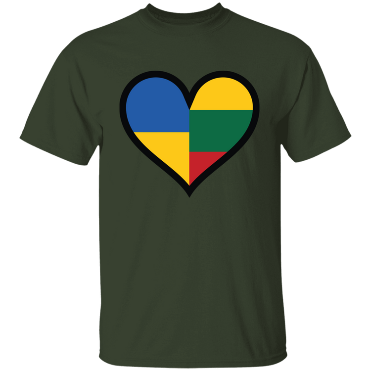Lithuania Ukraine Heart - Boys/Girls Youth Basic Short Sleeve T-Shirt