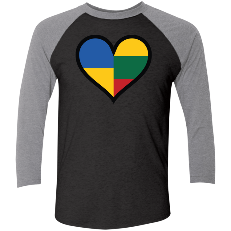 Lithuania Ukraine Heart - Men's Next Level Premium 3/4  Sleeve