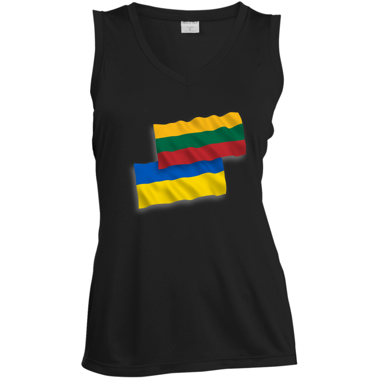 Lithuania Ukraine Flag - Women's Sleeveless V-Neck Activewear Tee