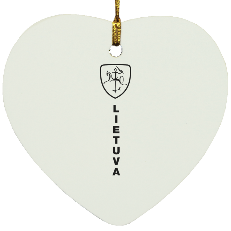 Vytis Shield Lietuva - MDF Heart Ornament