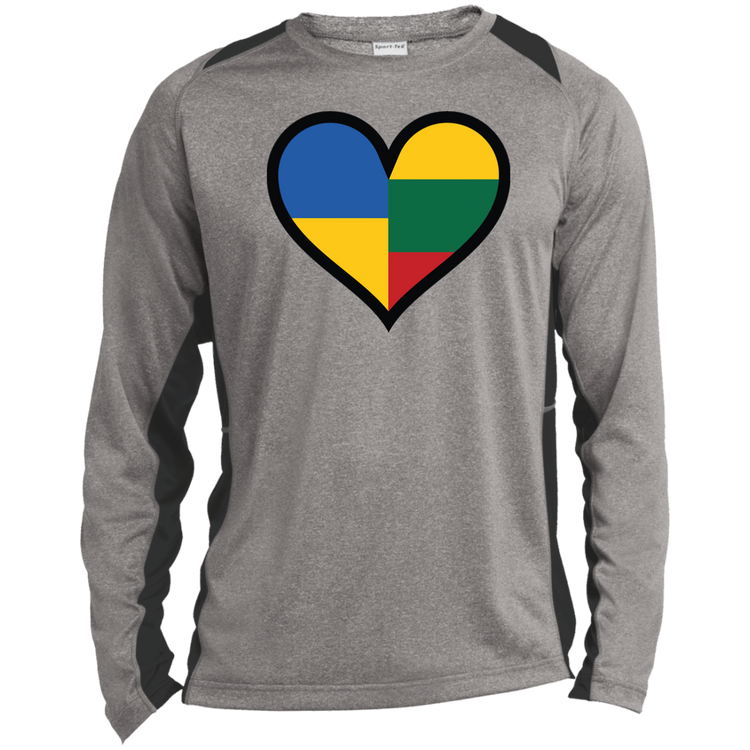 Lithuania Ukraine Heart - Men's Long Sleeve Colorblock Activewear Performance T
