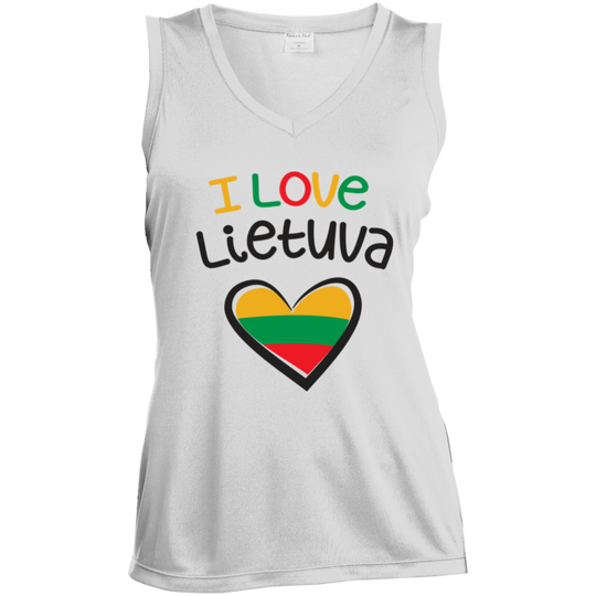 I Love Lietuva - Women's Sleeveless V-Neck Activewear Tee