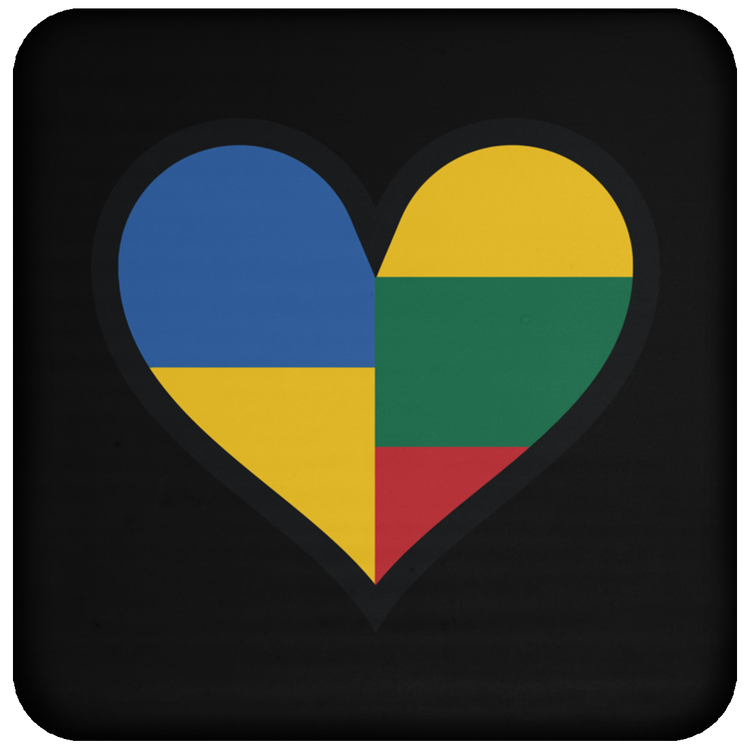 Lithuania Ukraine Heart - High Gloss Coaster