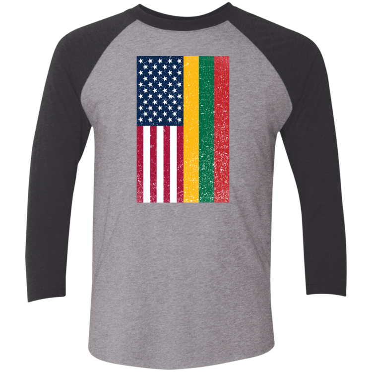 USA Lithuania Flag - Men's Next Level Premium 3/4  Sleeve