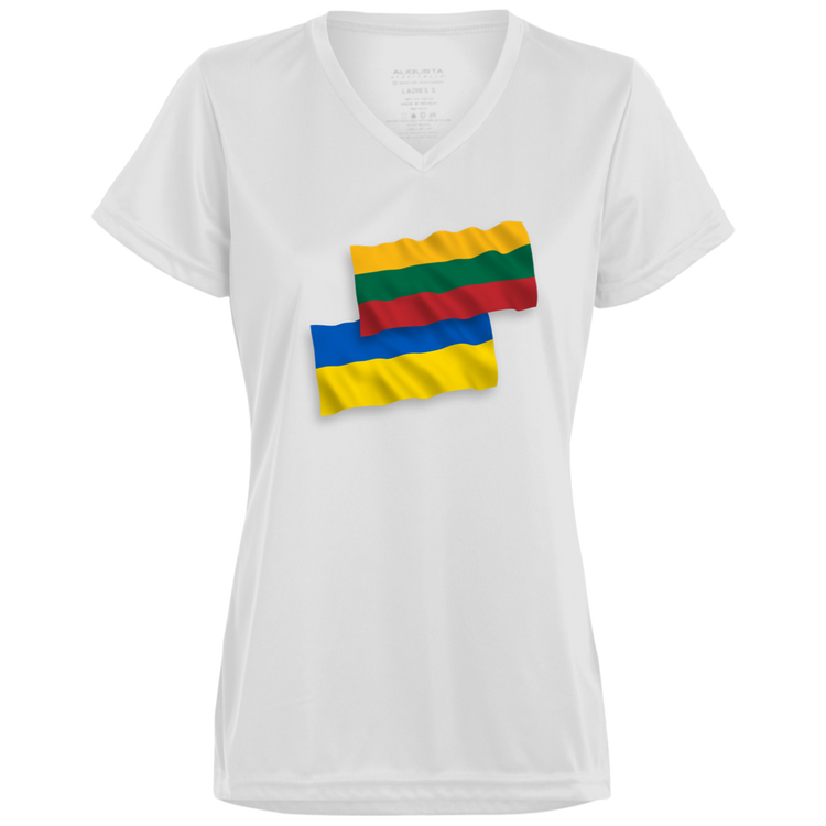 Lithuania Ukraine Flag - Women's Augusta Activewear V-Neck Tee