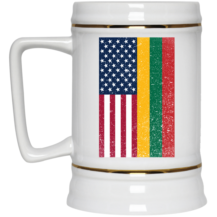 USA Lithuania Flag - 22 oz. Ceramic Stein