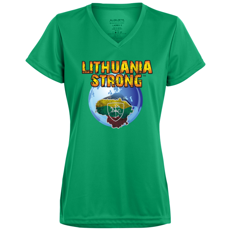 Lithuania Strong - Women's Augusta Activewear V-Neck Tee