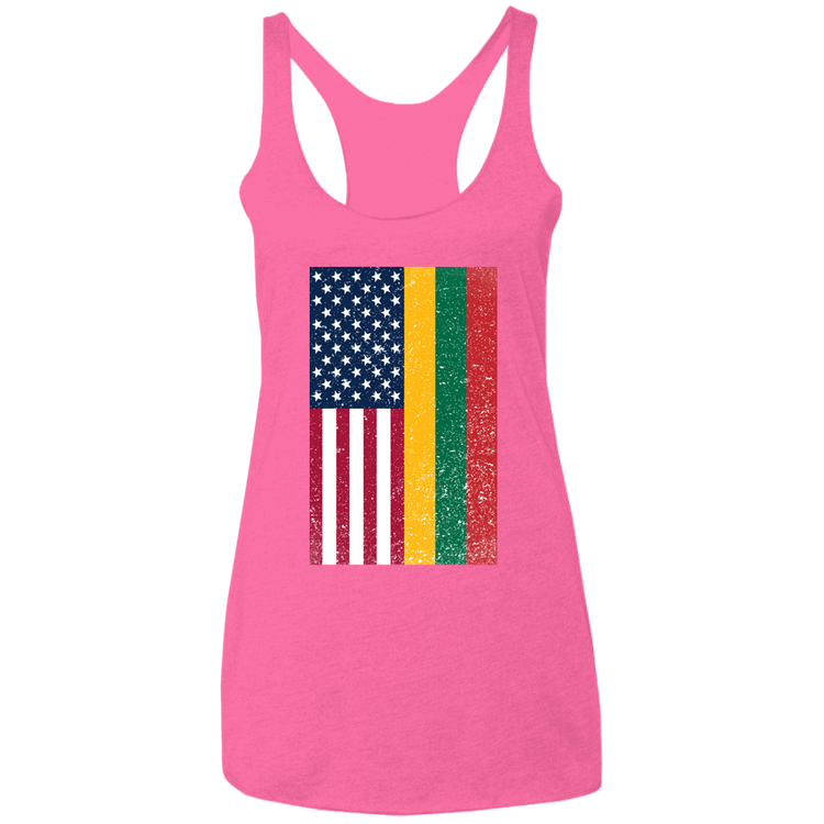 USA Lithuania Flag - Women's Next Level Triblend Racerback Tank