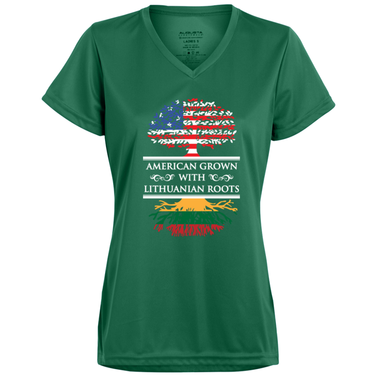 American Grown Lithuanian Roots - Women's Augusta Activewear V-Neck Tee