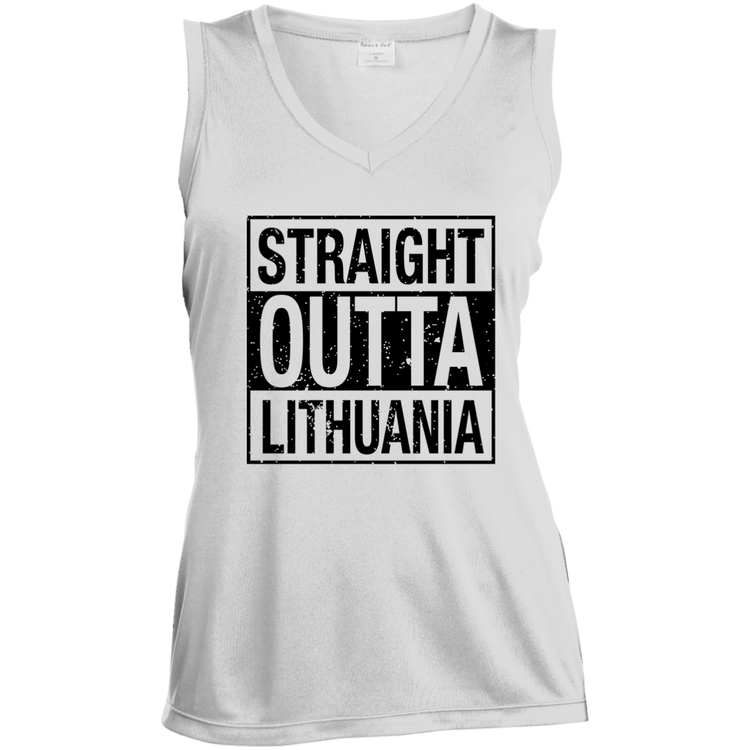 Straight Outta Lithuania - Women's Sleeveless V-Neck Activewear Tee