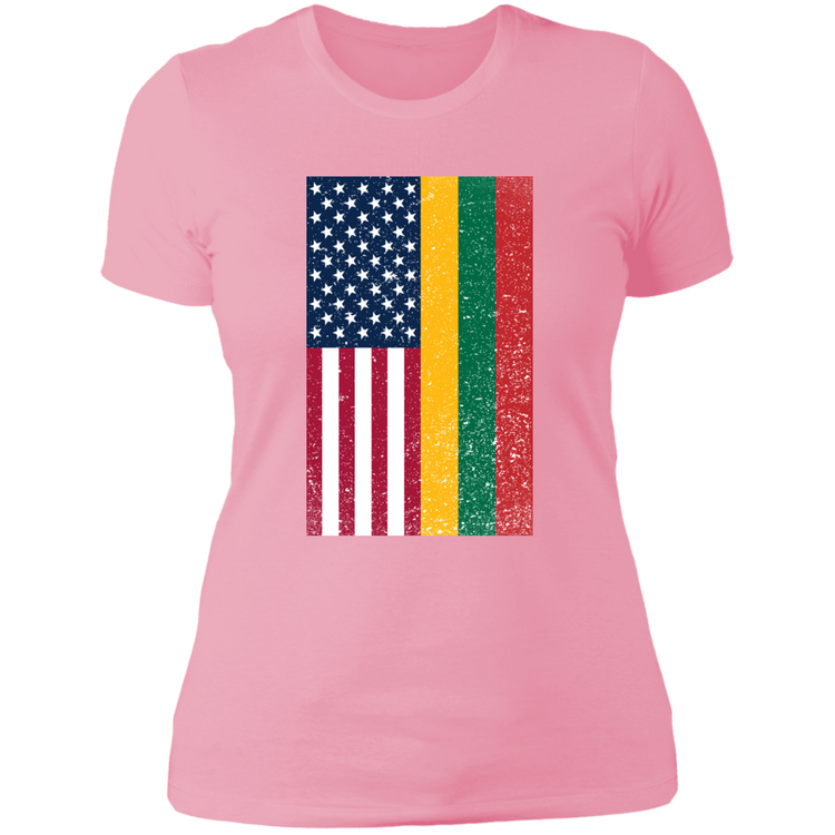 USA Lithuania Flag - Women's Next Level Boyfriend Tee