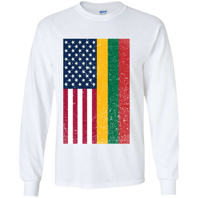 USA Lithuania Flag - Boys Youth Gildan Long Sleeve T-Shirt