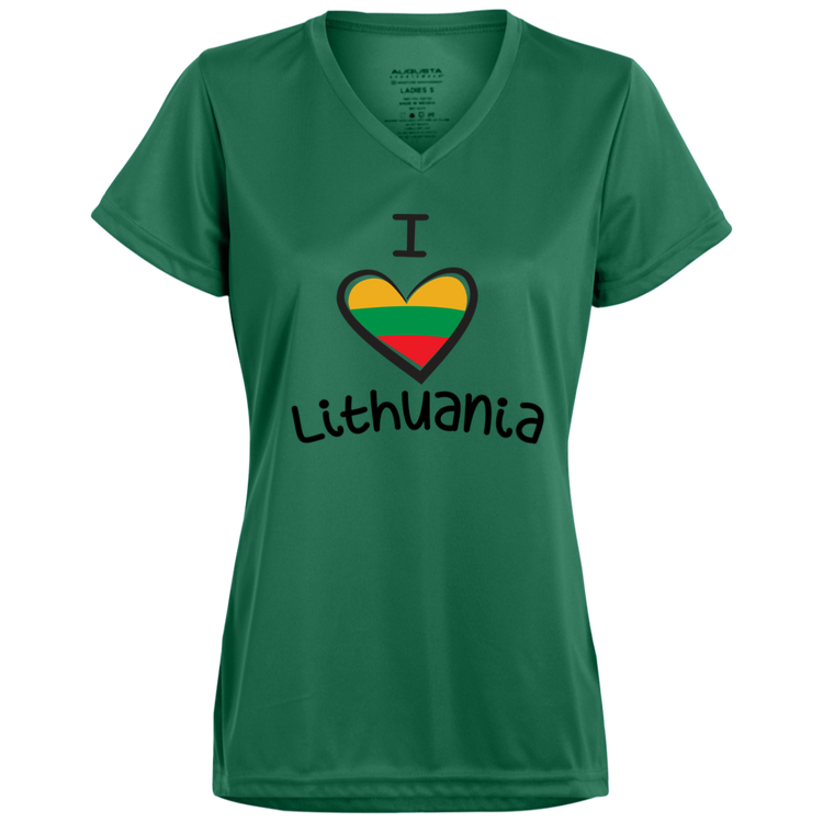 I Love Lithuania - Women's Augusta Activewear V-Neck Tee