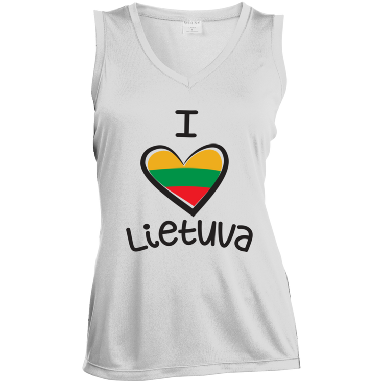 I Love Lietuva - Women's Sleeveless V-Neck Activewear Tee
