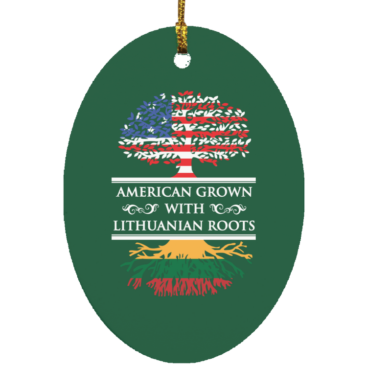 American Grown Lithuanian Roots - MDF Oval Ornament
