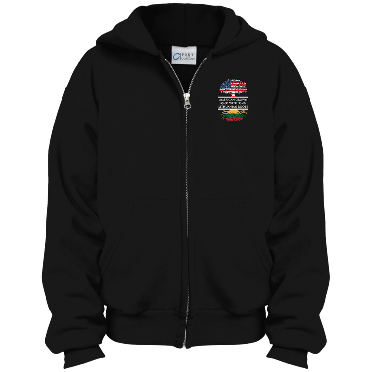 American Grown Lithuanian Roots - Boys/Girls Youth Full Zip Hoodie