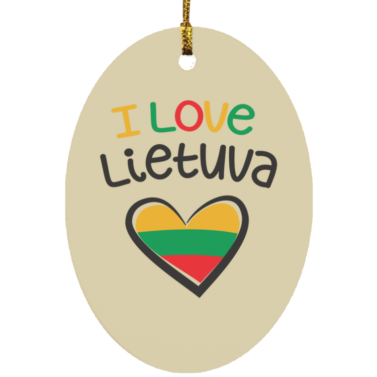 I Love Lietuva - MDF Oval Ornament