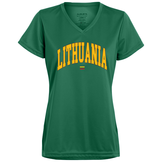 Lithuania - Women's Augusta Activewear V-Neck Tee
