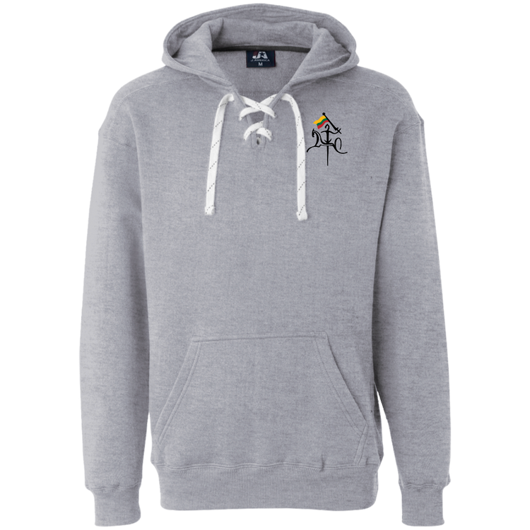 Vytis with Flag - Men's Heavyweight Pullover Lace Hoodie