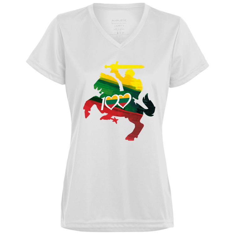 Lithuanian Knight 100 - Women's Augusta Activewear V-Neck Tee