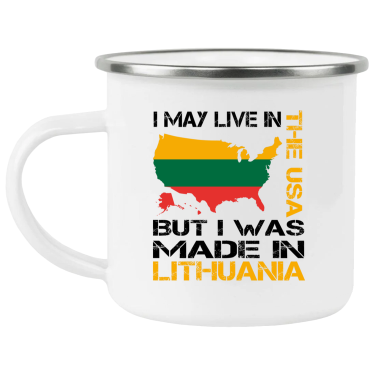 Made in Lithuania - 12 oz. Enamel Camping Mug