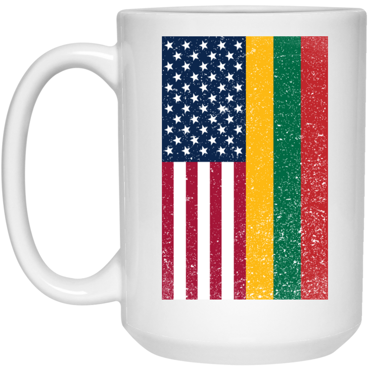 USA Lithuanian Flag - 15 oz. White Ceramic Mug