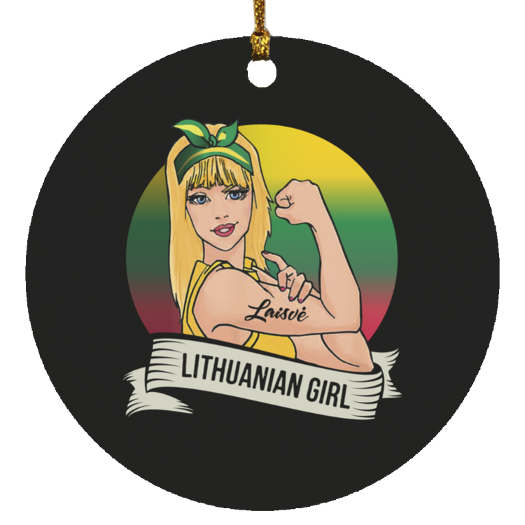 Lithuanian Girl - MDF Circle Ornament