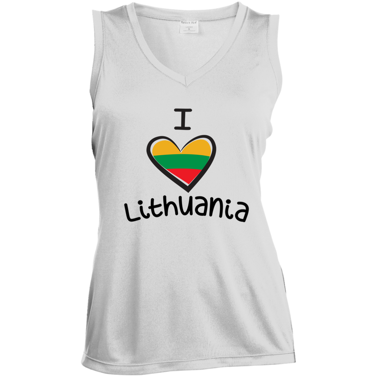 I Love Lithuania - Women's Sleeveless V-Neck Activewear Tee