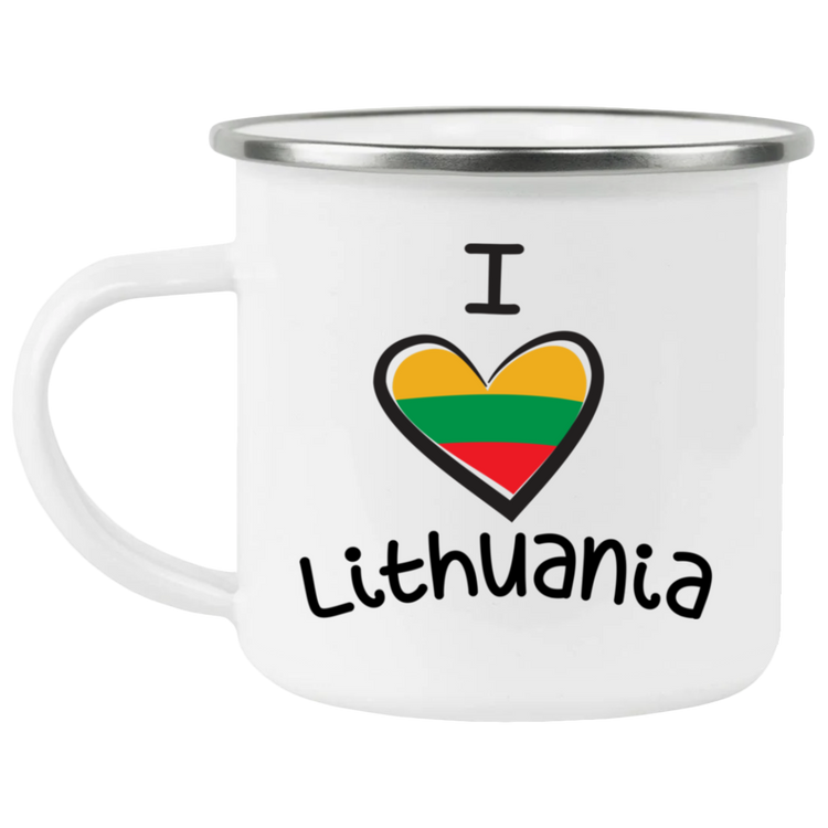 I Love Lithuania - 12 oz. Enamel Camping Mug