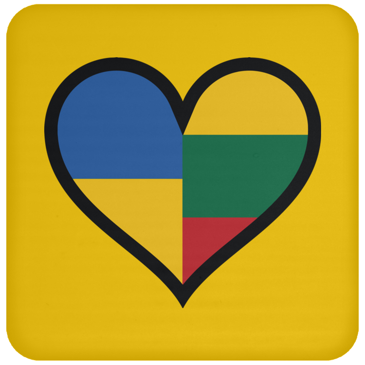 Lithuania Ukraine Heart - High Gloss Coaster