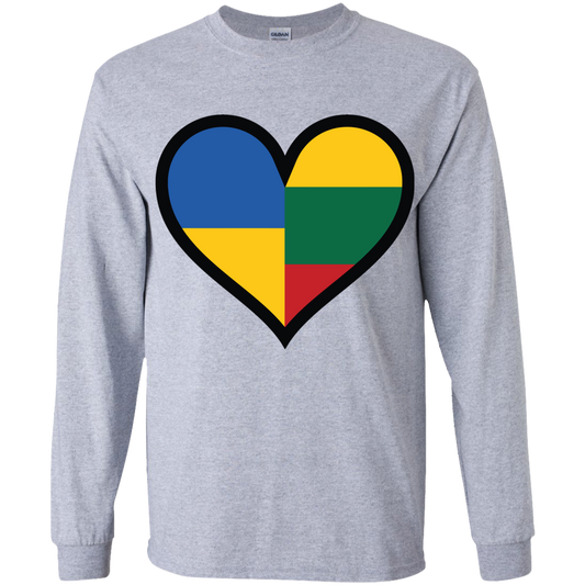 Lithuania Ukraine Heart - Boys Youth Gildan Long Sleeve T-Shirt