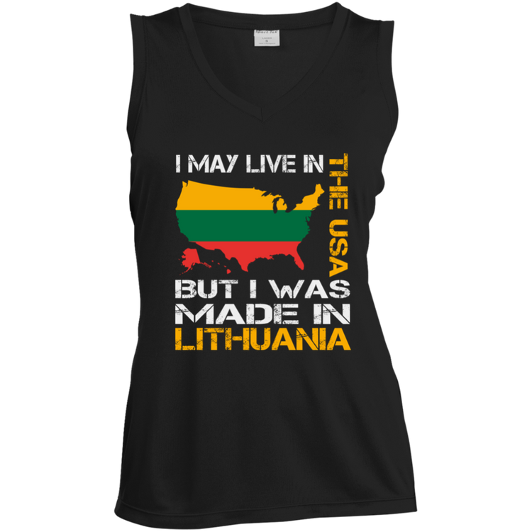 Made in Lithuania - Women's Sleeveless V-Neck Activewear Tee