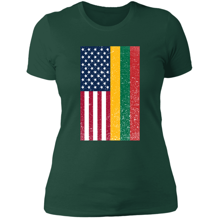 USA Lithuania Flag - Women's Next Level Boyfriend Tee