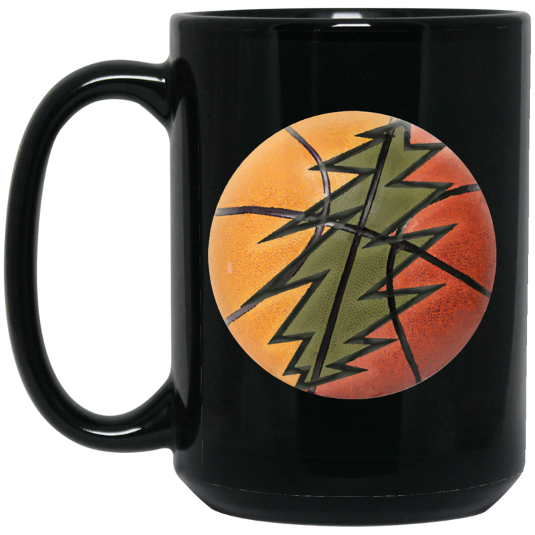 Basketball Bolt - 15 oz. Black Ceramic Mug