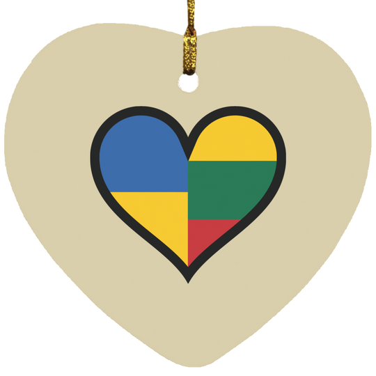 Lithuania Ukraine Heart - MDF Heart Ornament